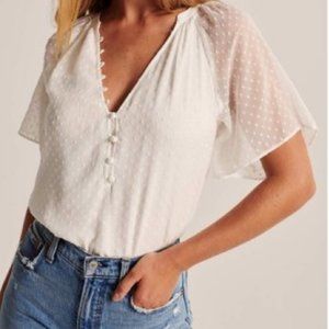 Abercrombie & Fitch Clipdot Button-Up Bodysuit - White - XS